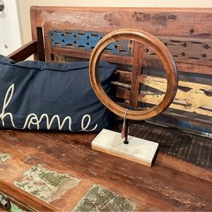 Wood Circle on Metal and Marble Base